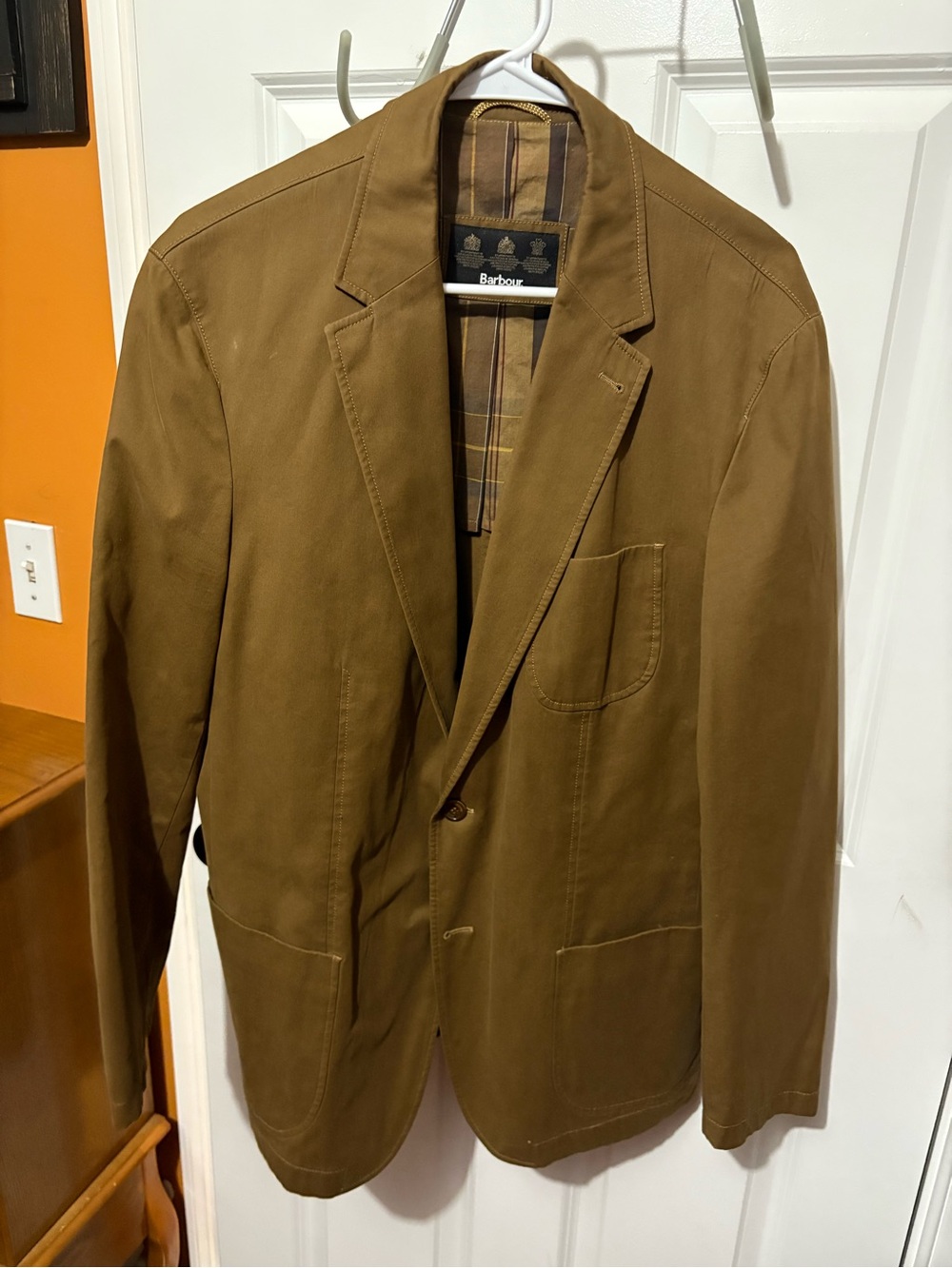 Barbour Men's Tan Lightweight Cotton Blazer Jacket